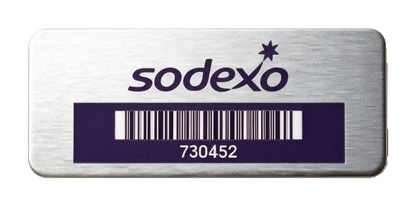 Aluminium asset plate with logo, barcode and serial number Aluminium asset plate with logo, barcode and serial number